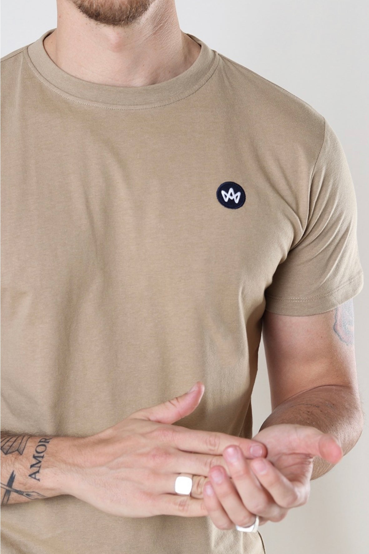 Kronstadt logo embroidered T-shirt in beige
