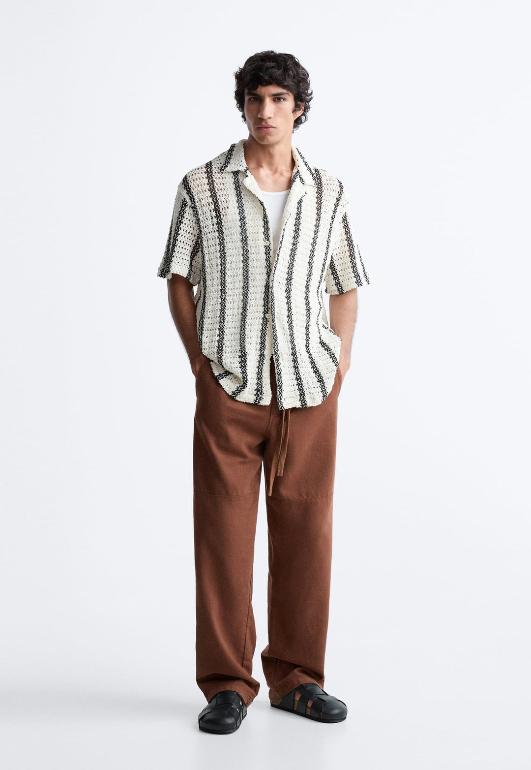 ZARA STRIPED CROTCHET SHIRT