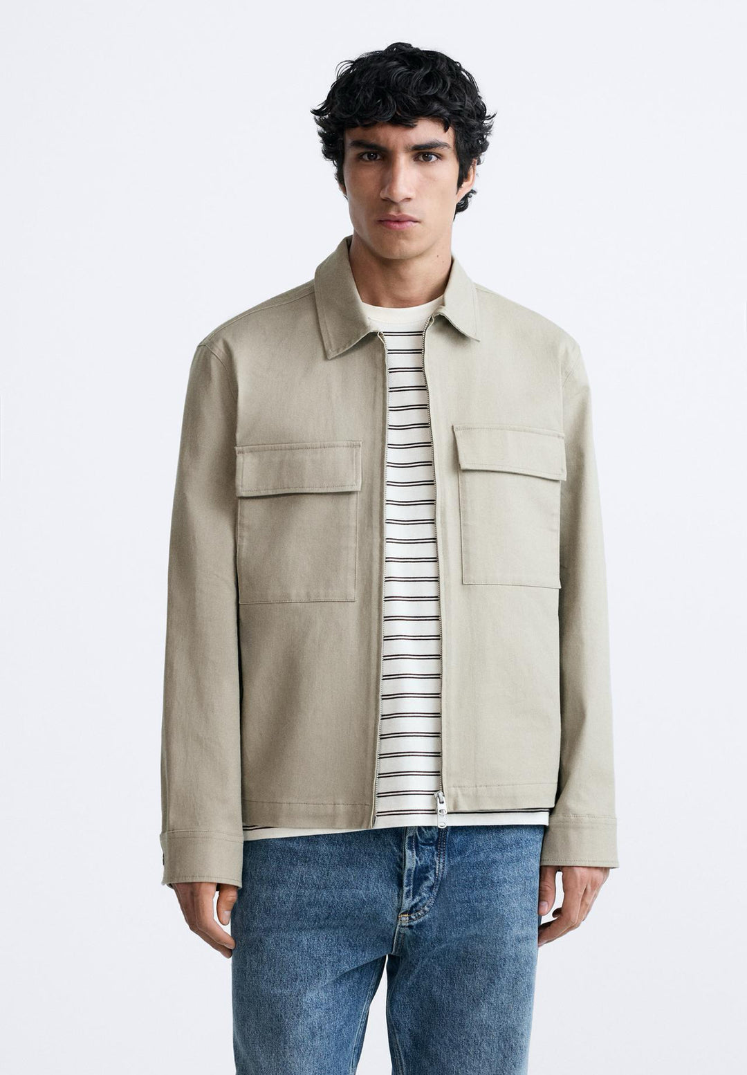 ZARA OVERSHIRT WITH POCKETS IN CAMEL