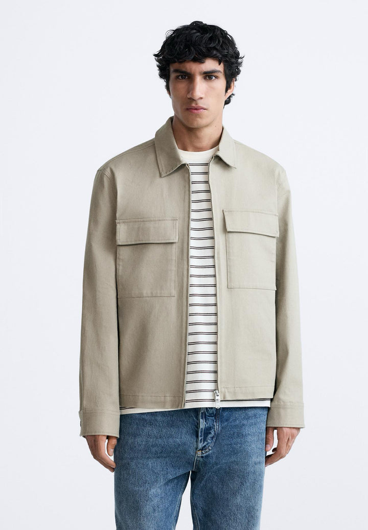 ZARA OVERSHIRT WITH POCKETS IN CAMEL