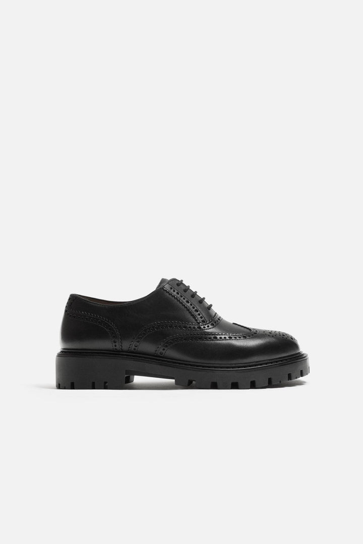 ZARA LEATHER TRACK SOLE SHOES