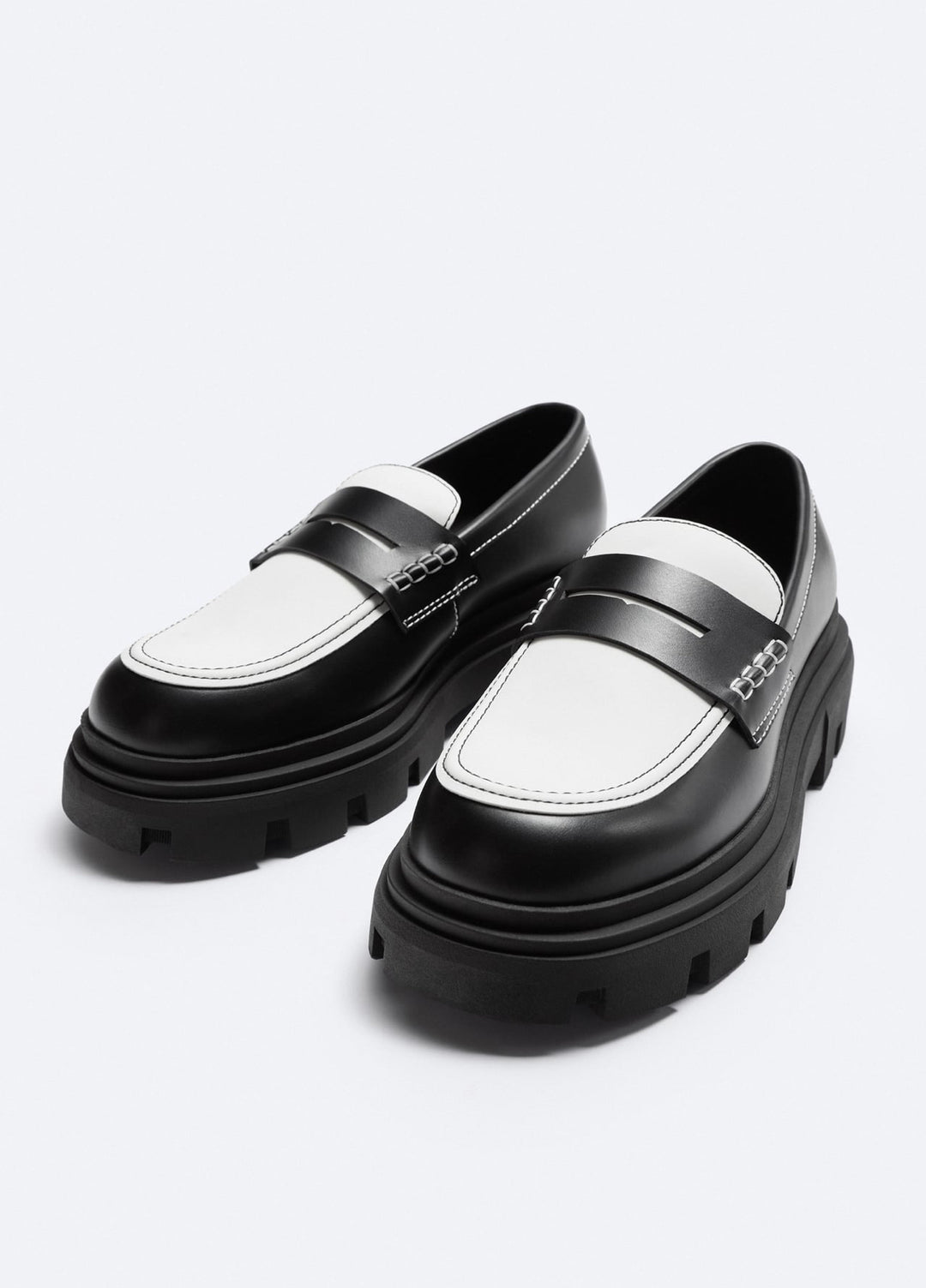 ZARA CONTRAST PENNY STRAP LOAFERS