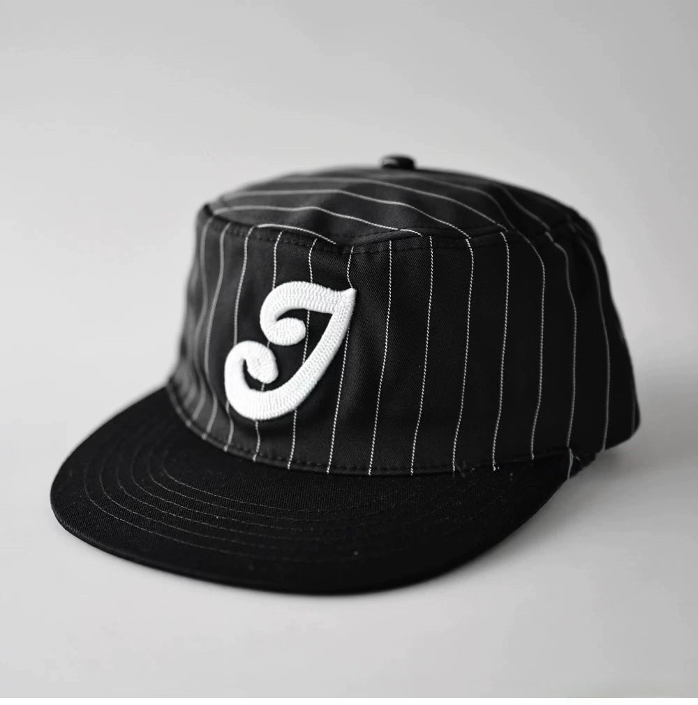Embroidered Letter Striped Detail Baseball Cap