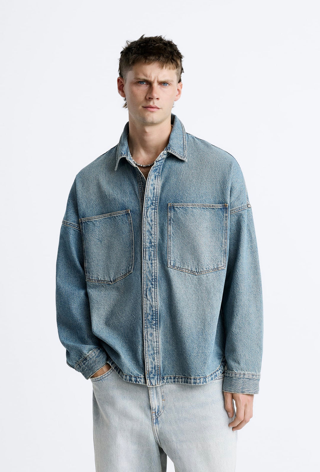 ZARA RELAXED FIT DENIM OVERSHIRT