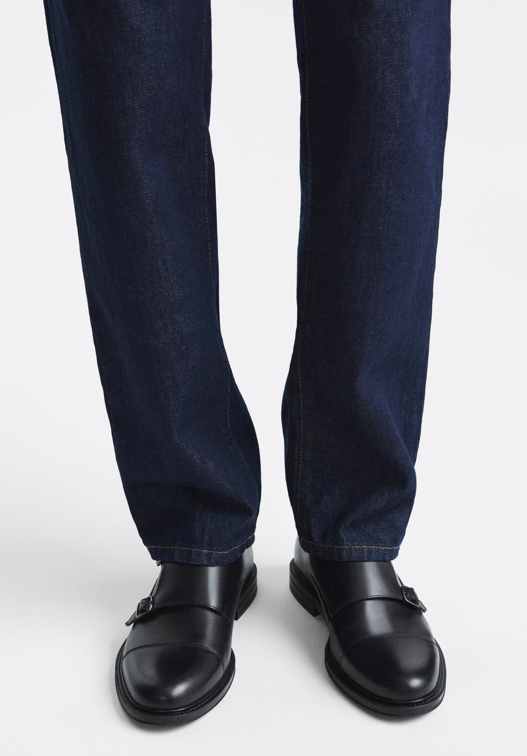 ZARA LEATHER MONK SHOES IN BLACK