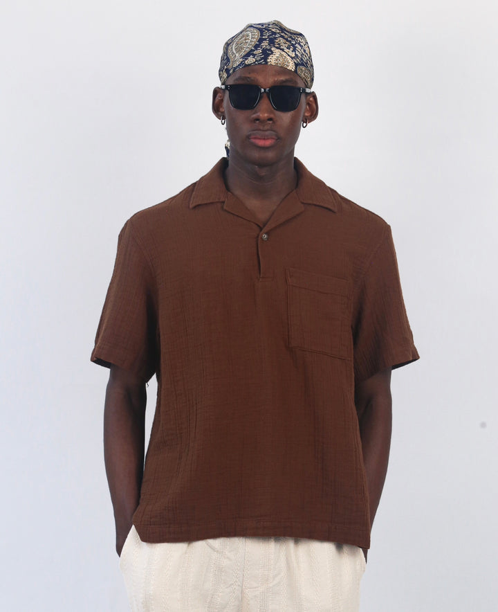 GIESTO spring short sleeve shirt in brown