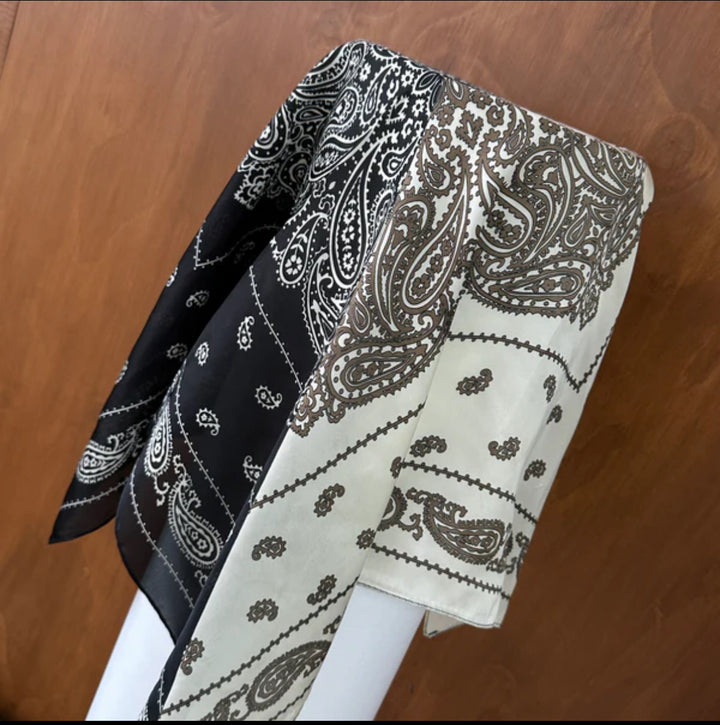 Double Print Paisley Print Silk Scarf