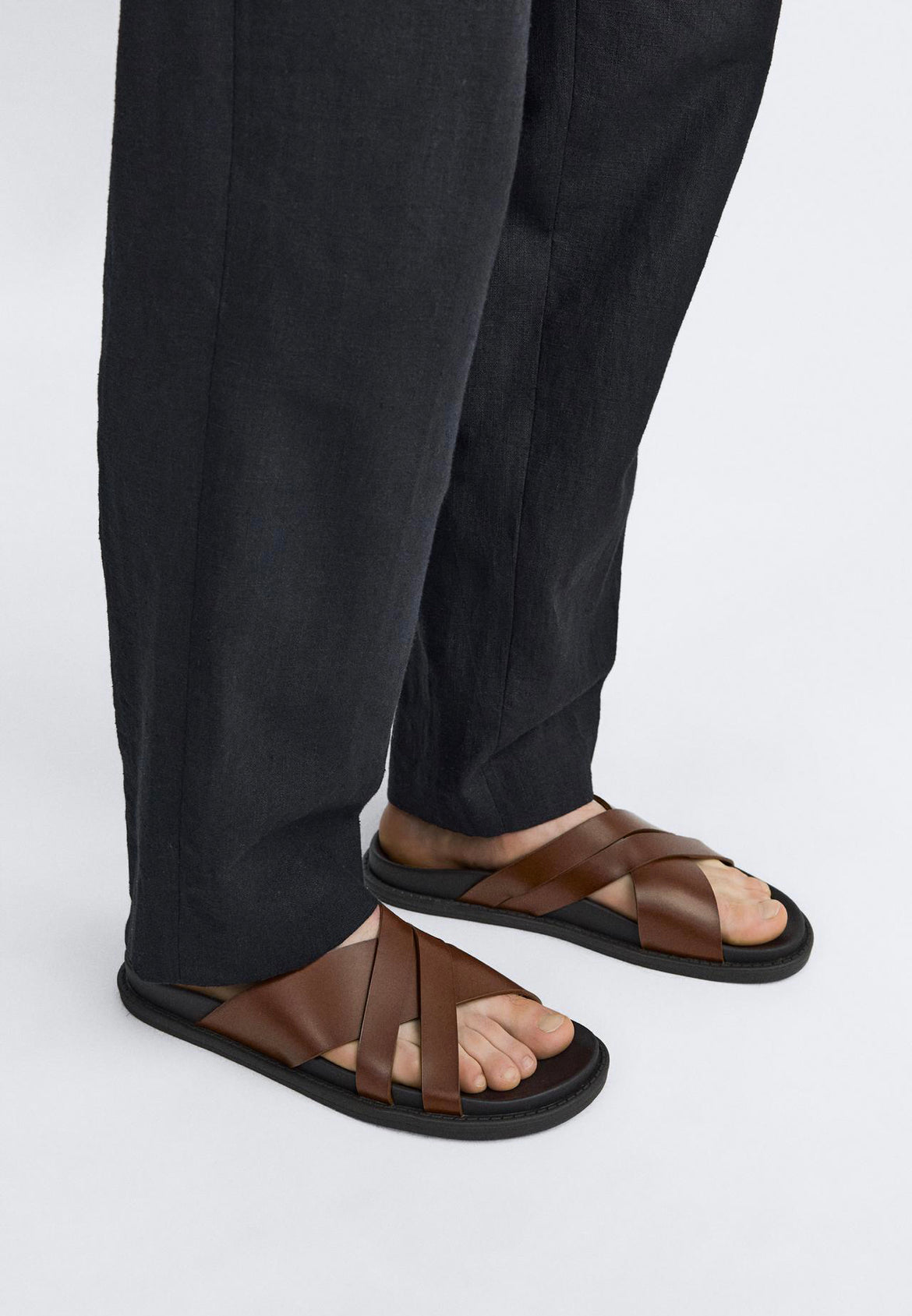 ZARA CRISS CROSS SANDALS IN BROWN – Garmisland