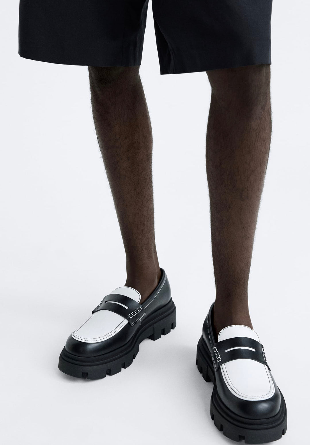 ZARA CONTRAST PENNY STRAP LOAFERS