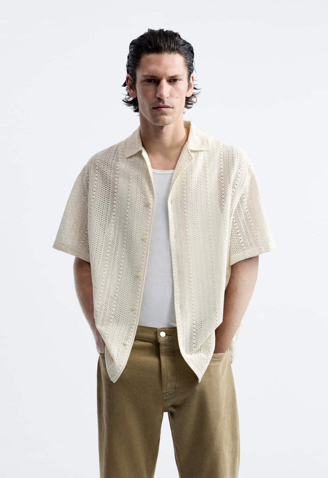 ZARA TEXTURED CROCHET SHIRT