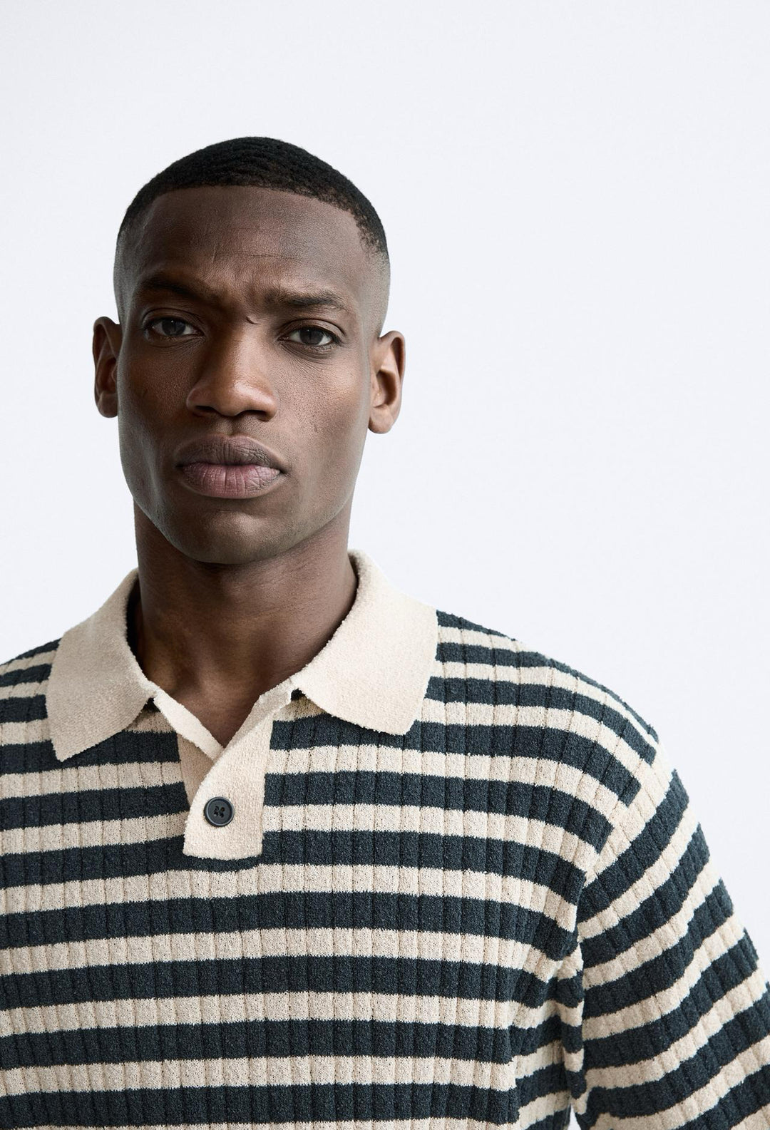 ZARA STRIPED KNIT POLO SHIRT