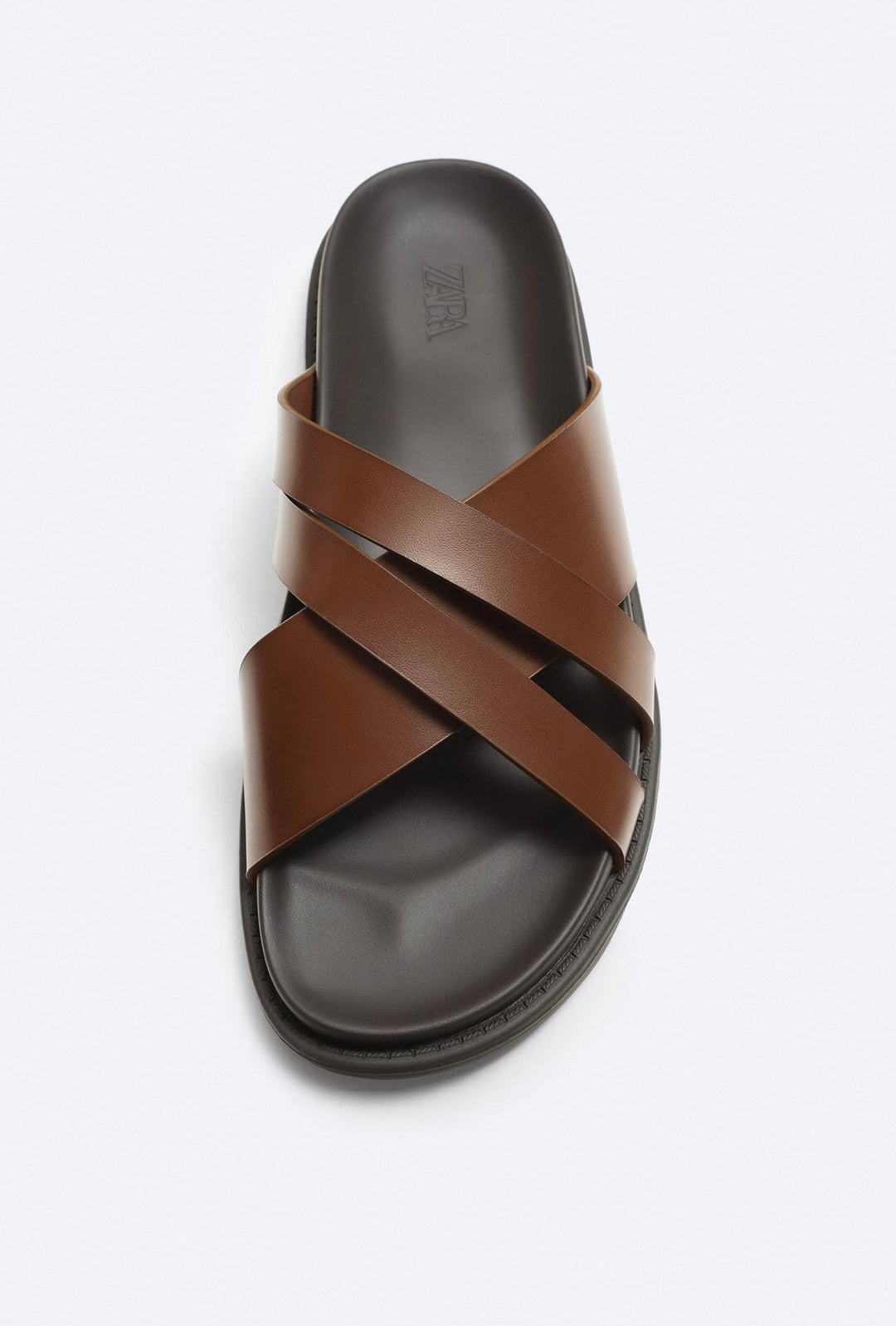 ZARA CRISS CROSS SANDALS IN BROWN