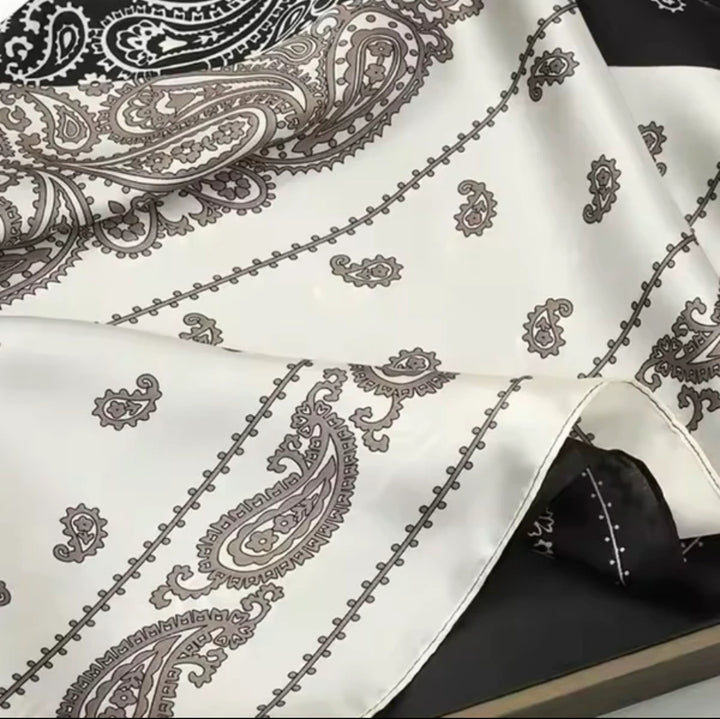 Double Print Paisley Print Silk Scarf