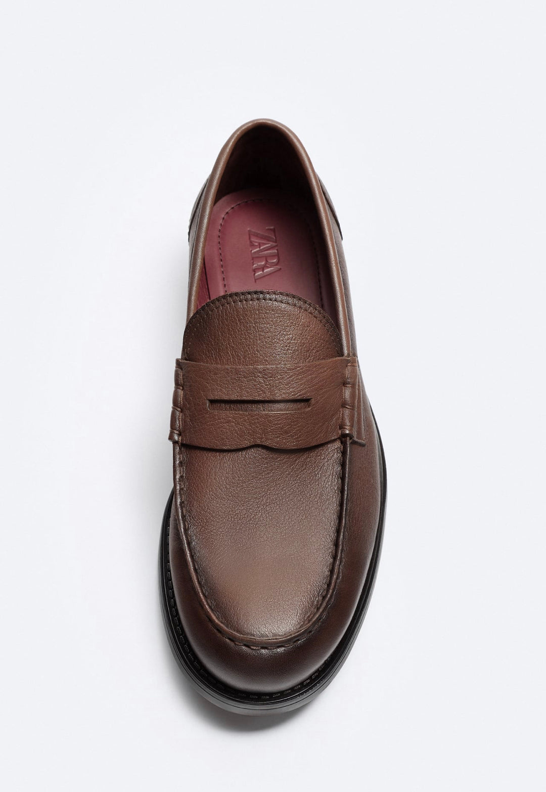 ZARA STRAP PENNY LOAFERS IN BROWN