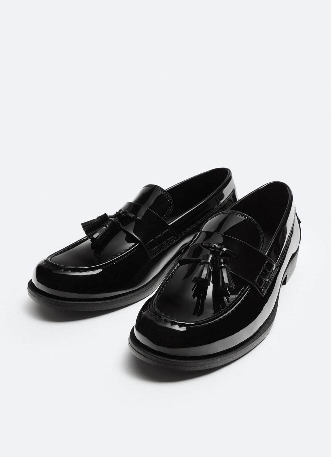 ZARA FAUX PATENT LEATHER TASSEL LOAFERS