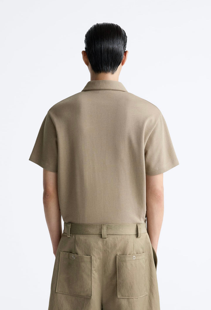 ZARA TEXTURED POLO SHIRT IN CAMEL