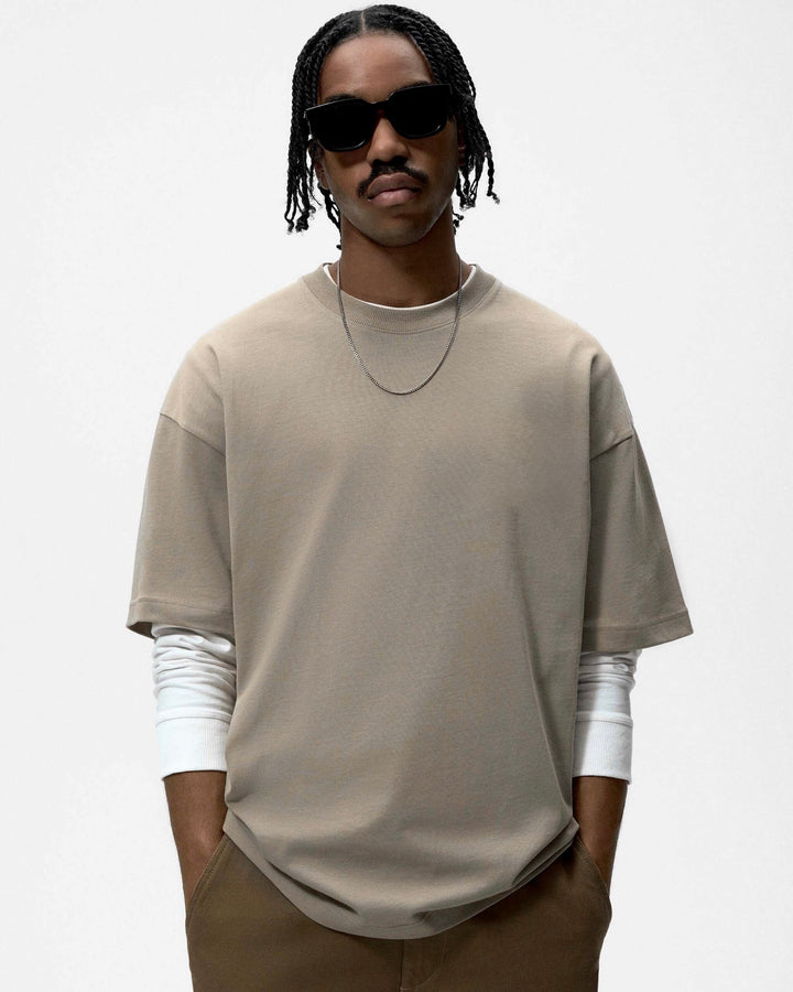 Plain t-shirt in Mud