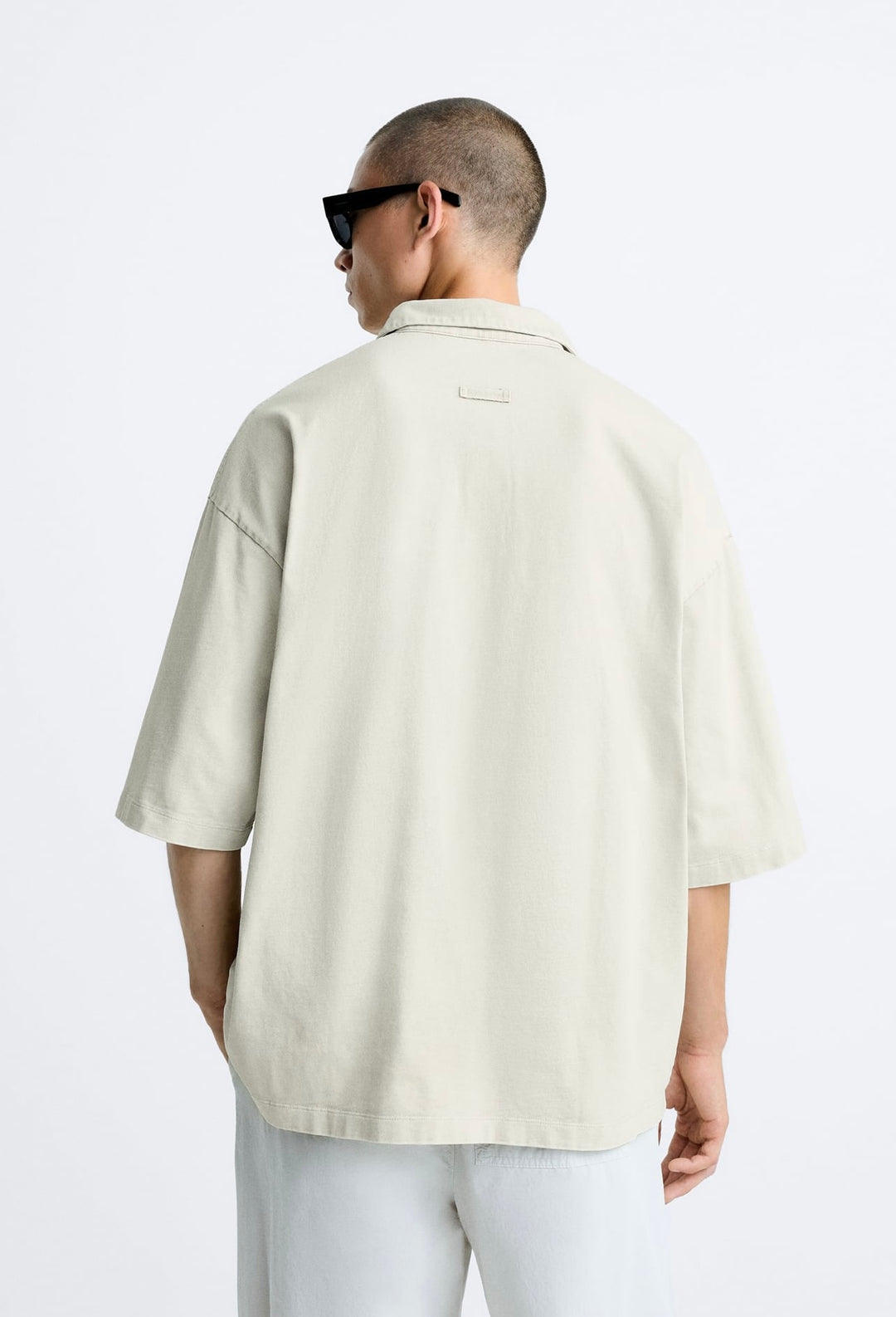 ZARA OVERSIZE FIT POLO SHIRT CAMEL