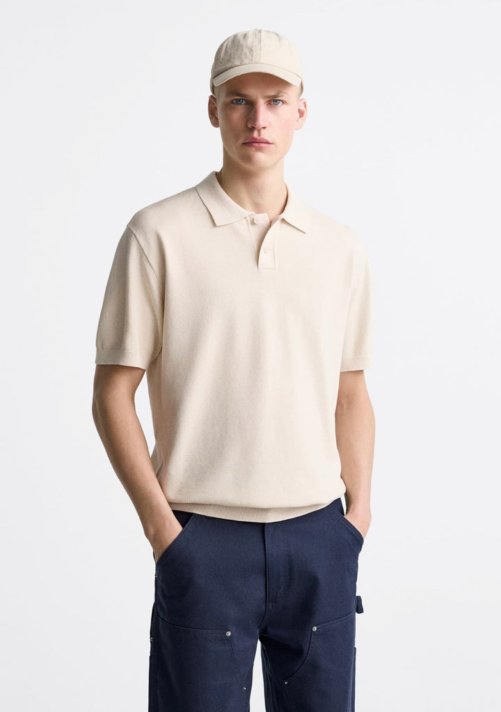 ZARA BASIC KNIT POLO STONE