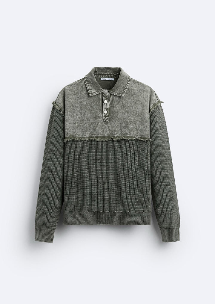 ZARA KNIT POLO SHIRT WITH MATCHING DENIM