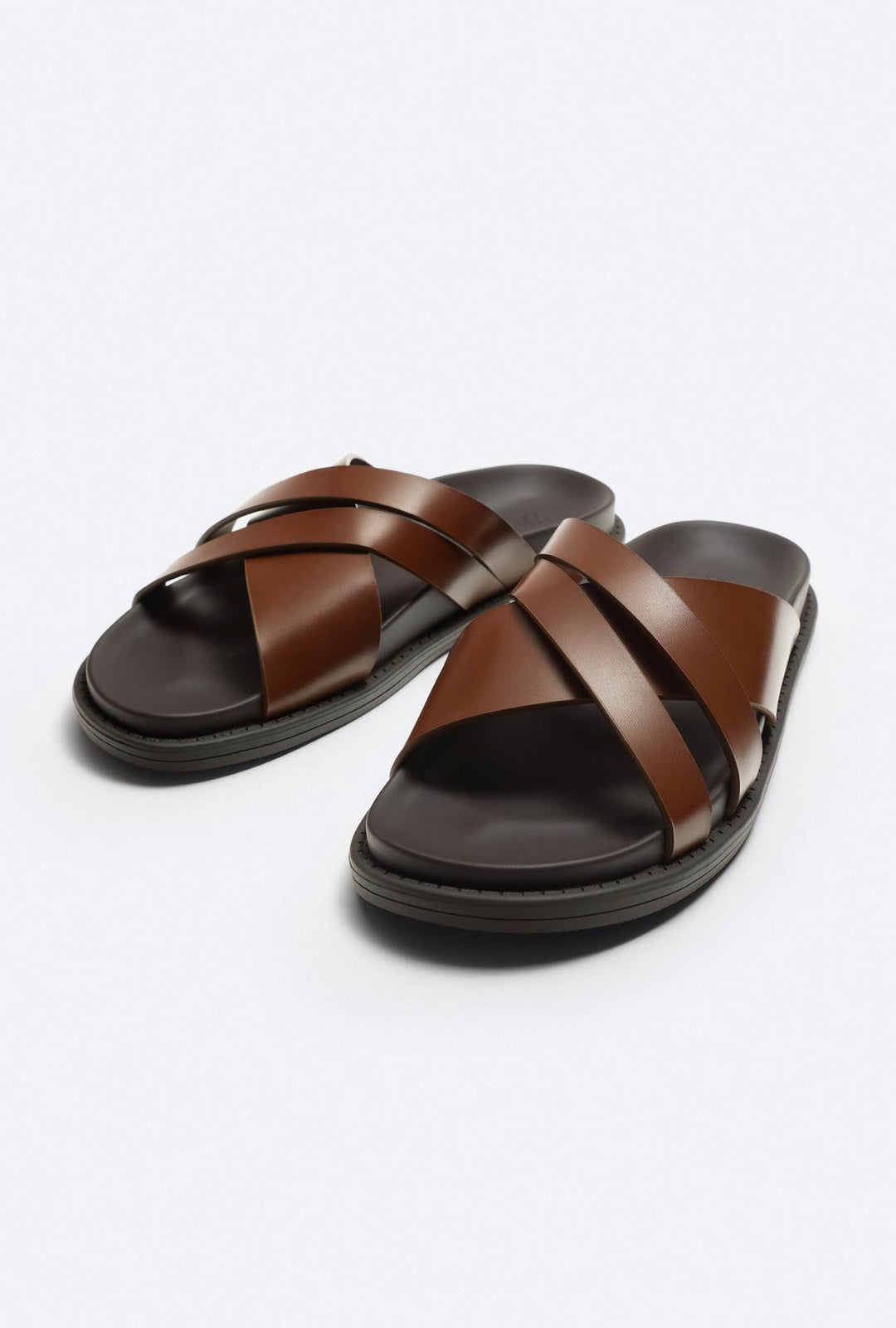 ZARA CRISS CROSS SANDALS IN BROWN