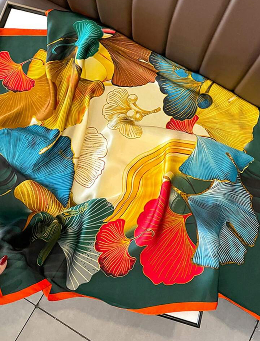 Floral Square Print Silk Scarf