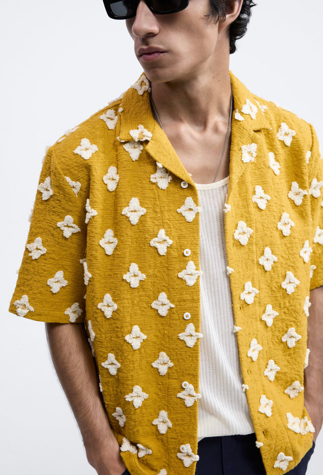 ZARA GEOMETRIC JACQUARD SHIRT YELLOW