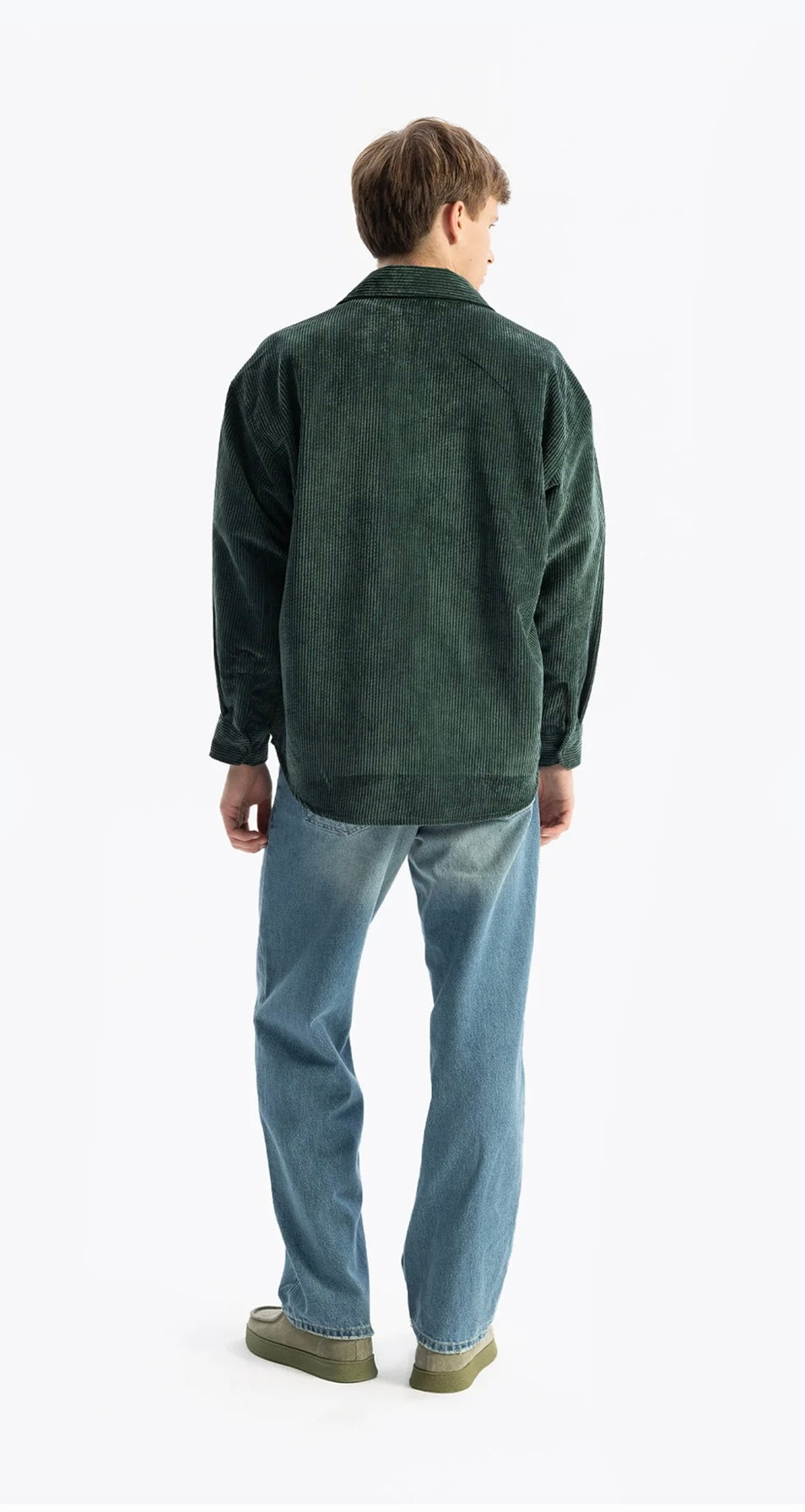 Giesto pleated corduroy shirt in green