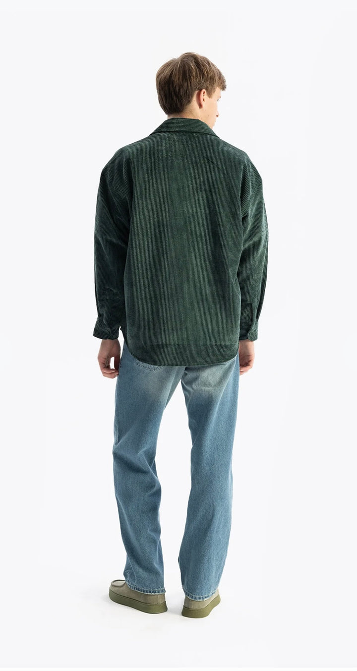 Giesto pleated corduroy shirt in green