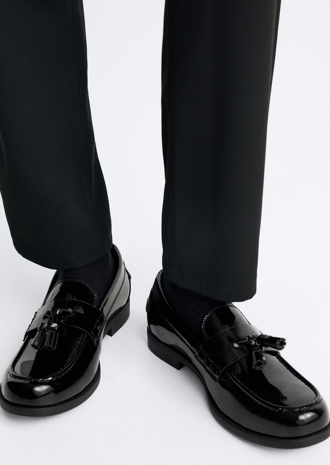 ZARA FAUX PATENT LEATHER TASSEL LOAFERS