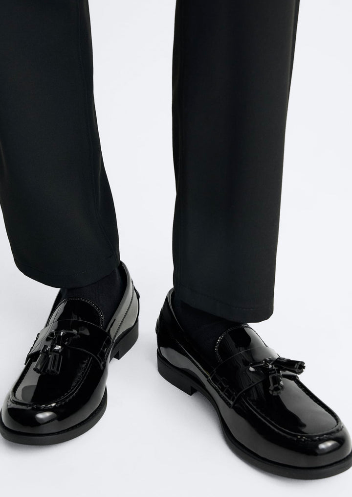 ZARA FAUX PATENT LEATHER TASSEL LOAFERS