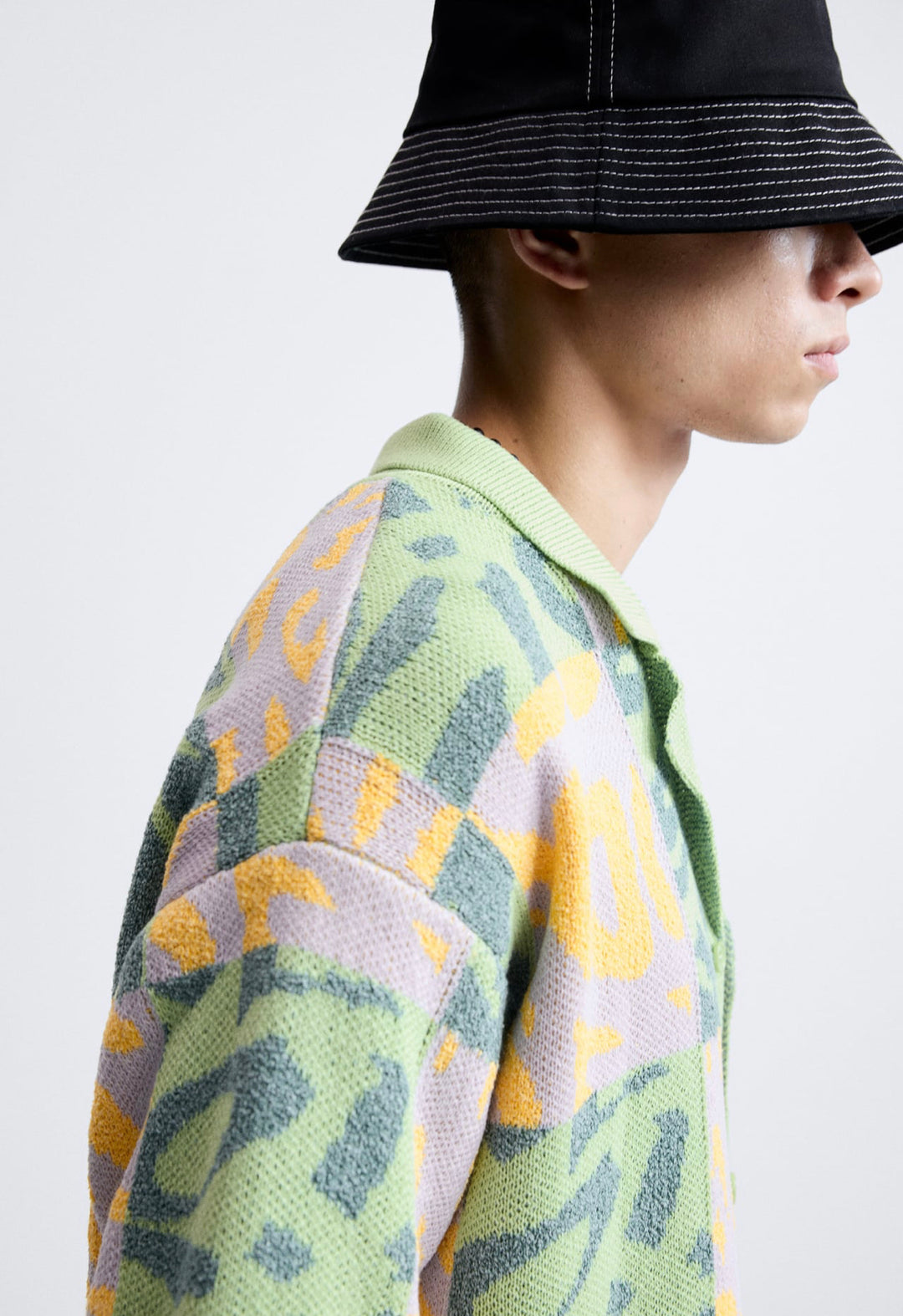 ZARA PATCHWORK JACQUARD KNIT SHIRT