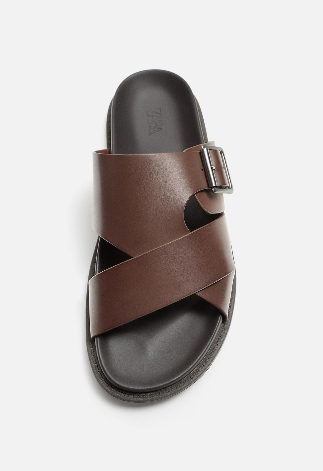 ZARA CRISS CROSS SANDALS WITH BUCKLE IN BROWN