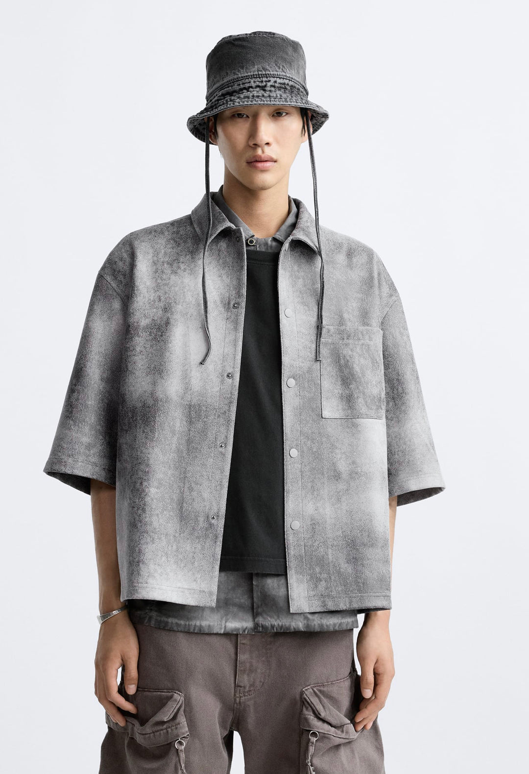 ZARA FADED FAUX SUEDE OVERSHIRT