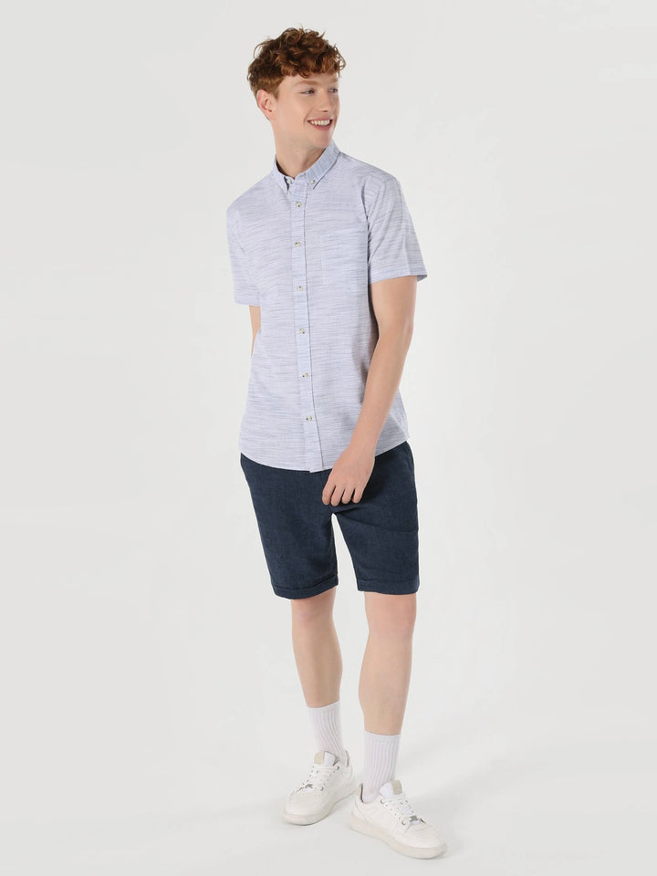 Colin’s Slim Fit Basic Blue Men's Short Sleeve Shirt