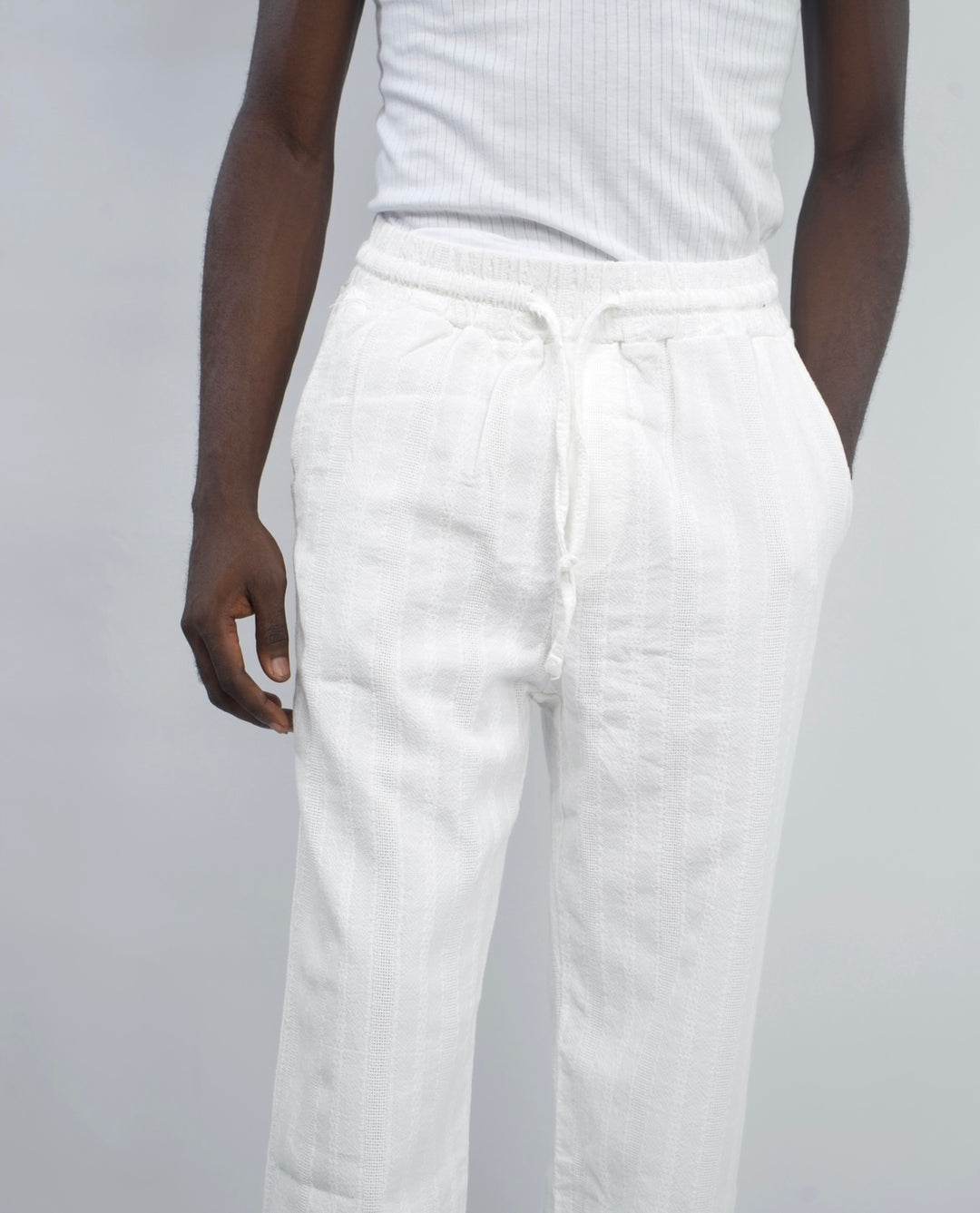 Giesto cable knit tall pants in white