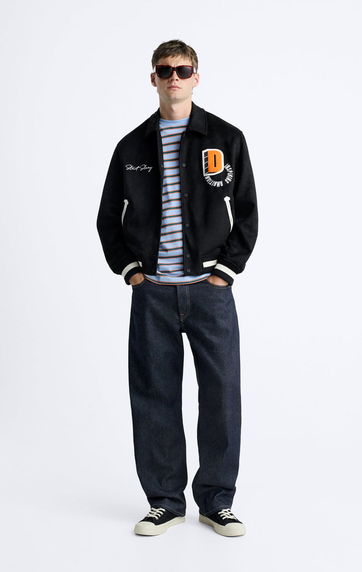 ZARA FAUX SUEDE EMBROIDERED JACKET