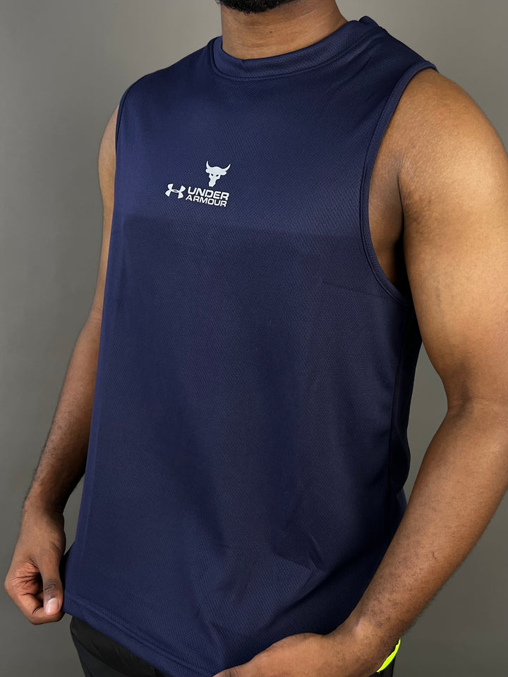 Under armour armless sports t-shirt in navy blue