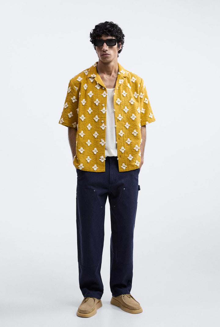 ZARA GEOMETRIC JACQUARD SHIRT YELLOW