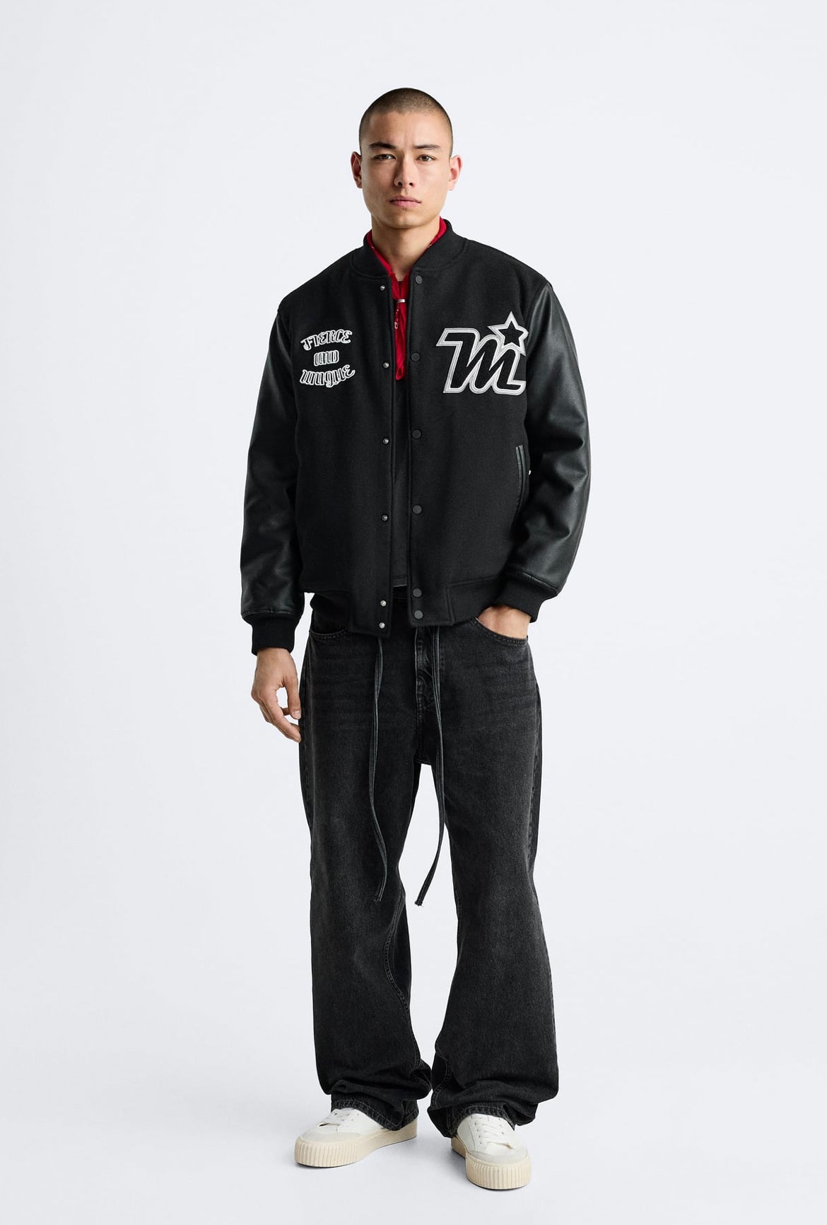 Man New Fashion Bomber Jacket With Contrast Patches