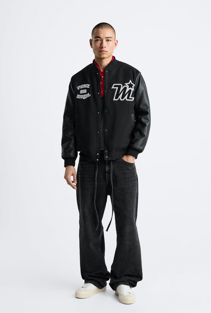 ZARA BOMBER JACKET WITH PATCHES