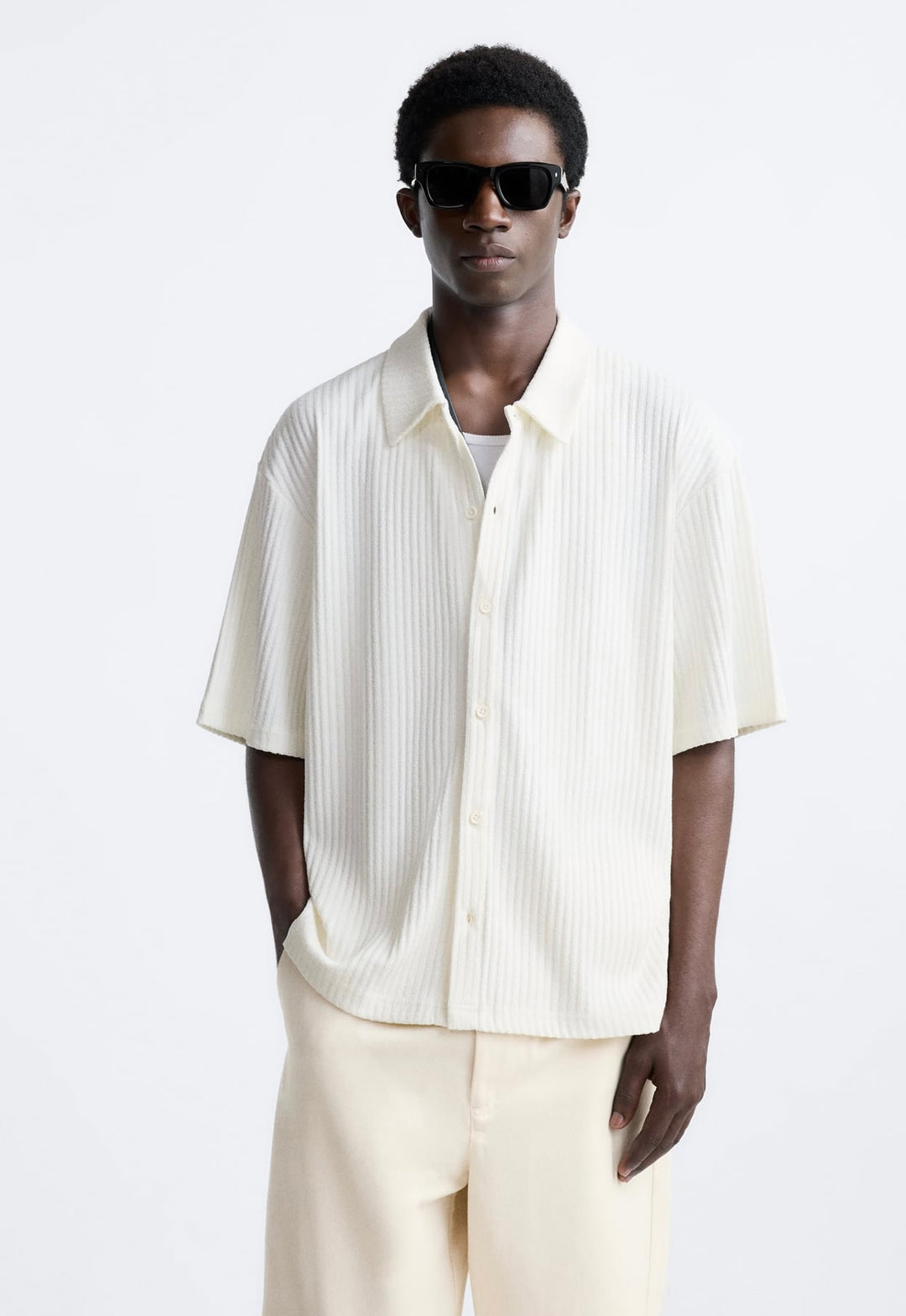 ZARA TERRY SHIRT IN WHITE