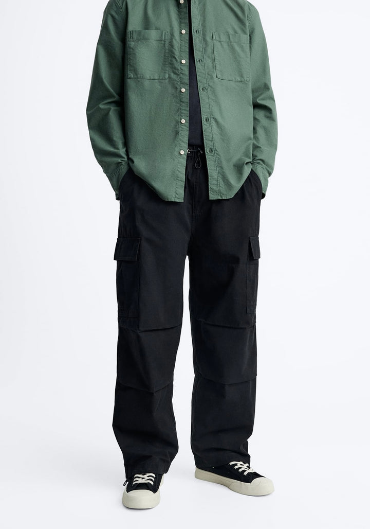 ZARA PARACHUTE CARGO PANTS IN BLACK