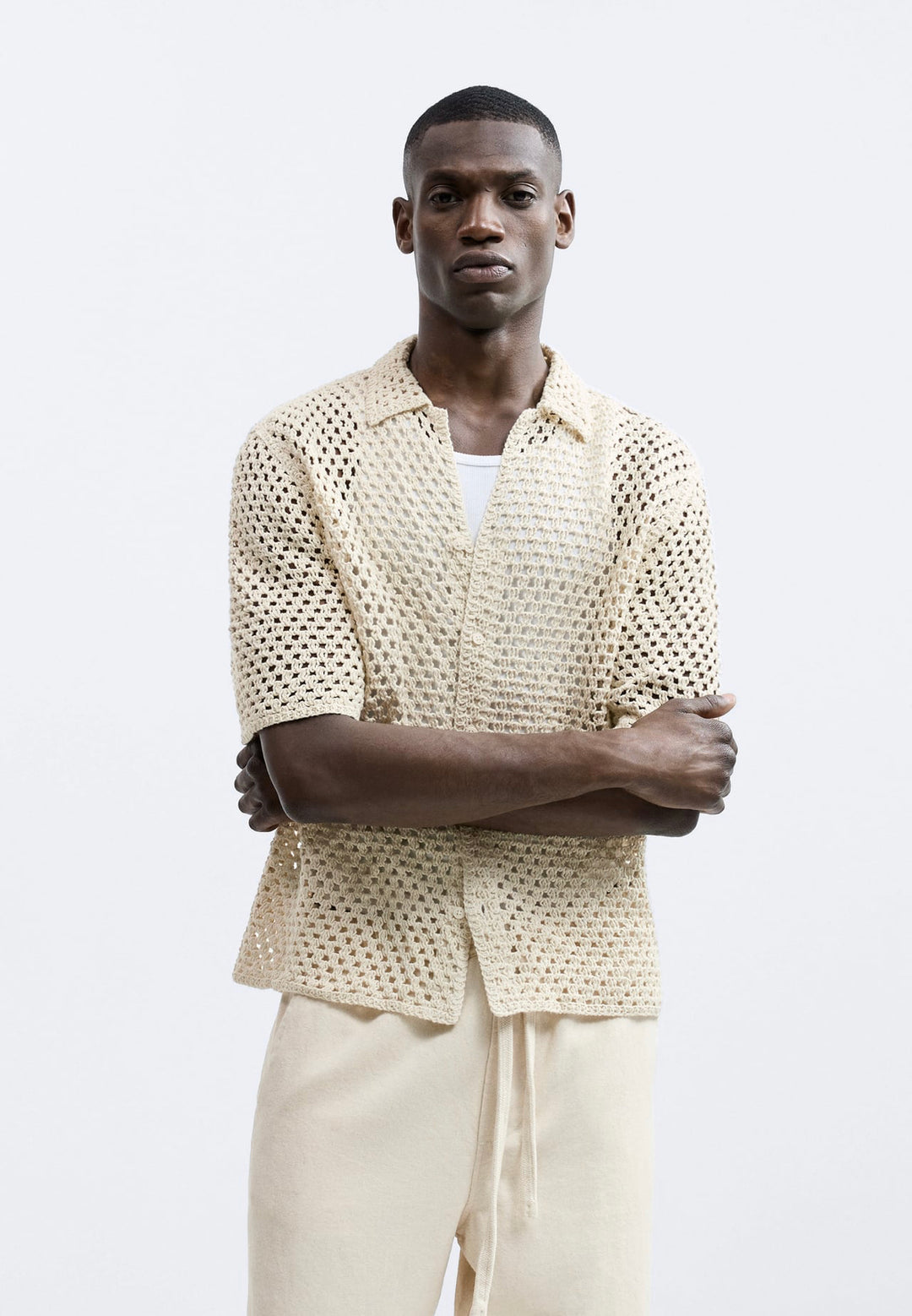 ZARA TEXTURED CROTCHET SHIRT