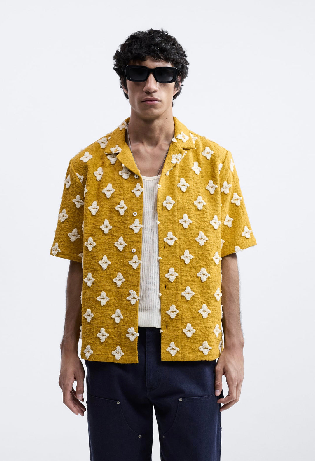 ZARA GEOMETRIC JACQUARD SHIRT YELLOW