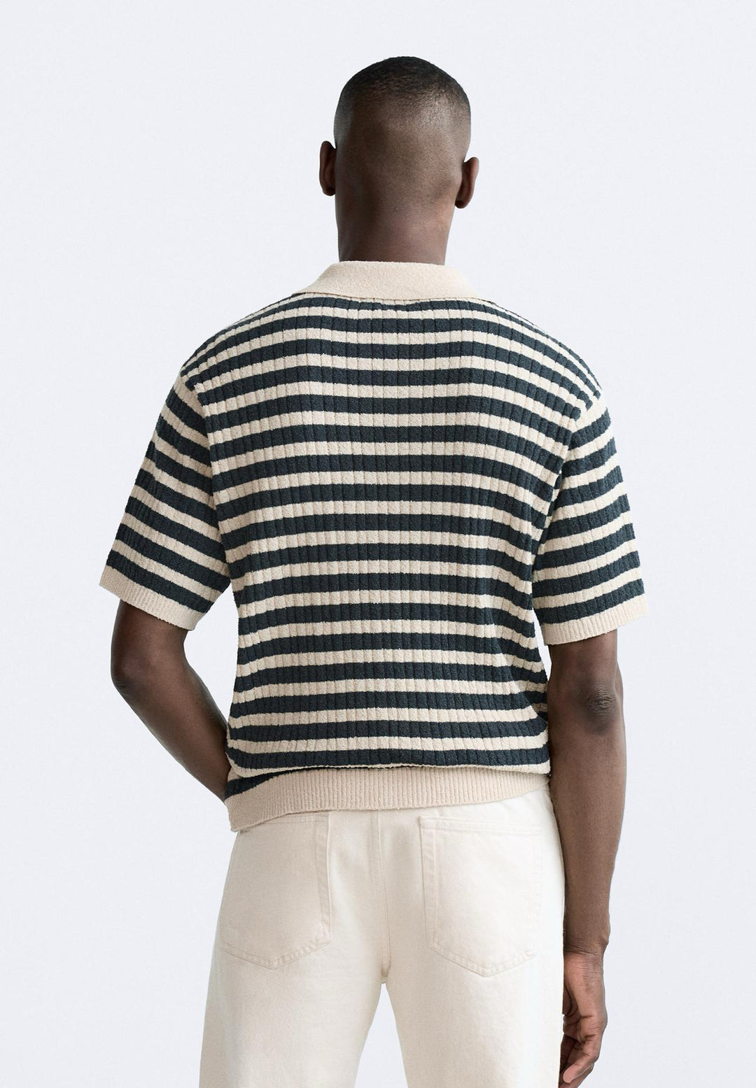 ZARA STRIPED KNIT POLO SHIRT