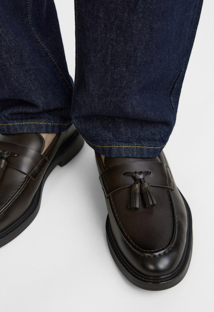 ZARA SMART TASSEL LOAFERS IN BROWN