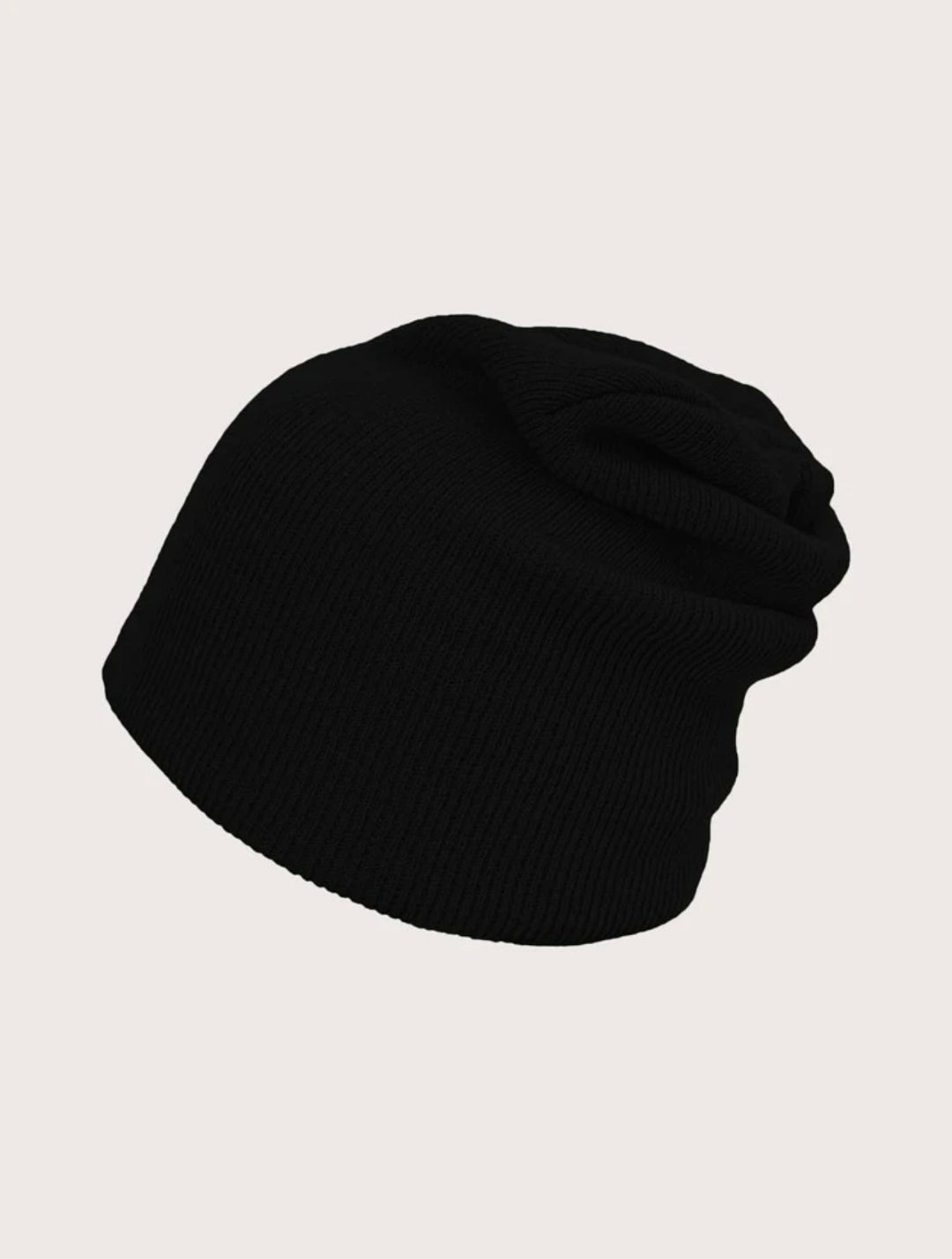 Unisex black knitted beanie
