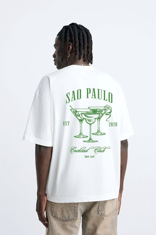 Garm island Cocktail Club Backprint T-shirt in white