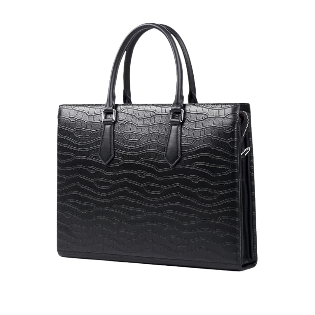 Croc Skin Print Briefcase Bag